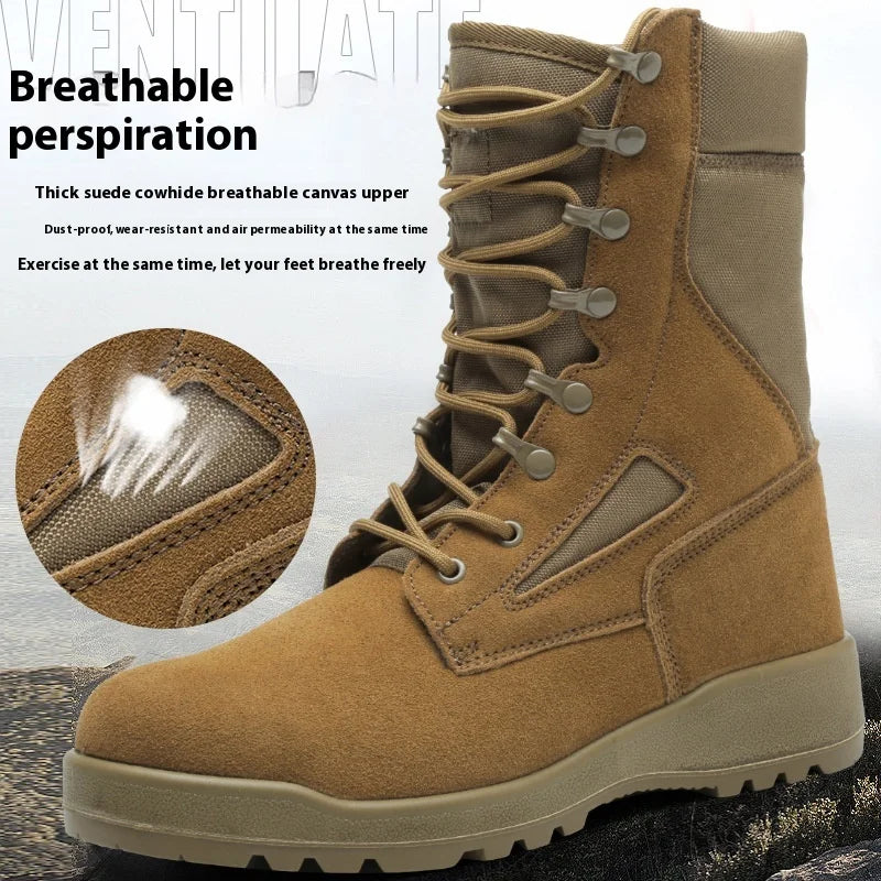 Men's Tactical Boots – Breathable Suede & Mesh Lining, Desert Outdoor Training Safety Shoes