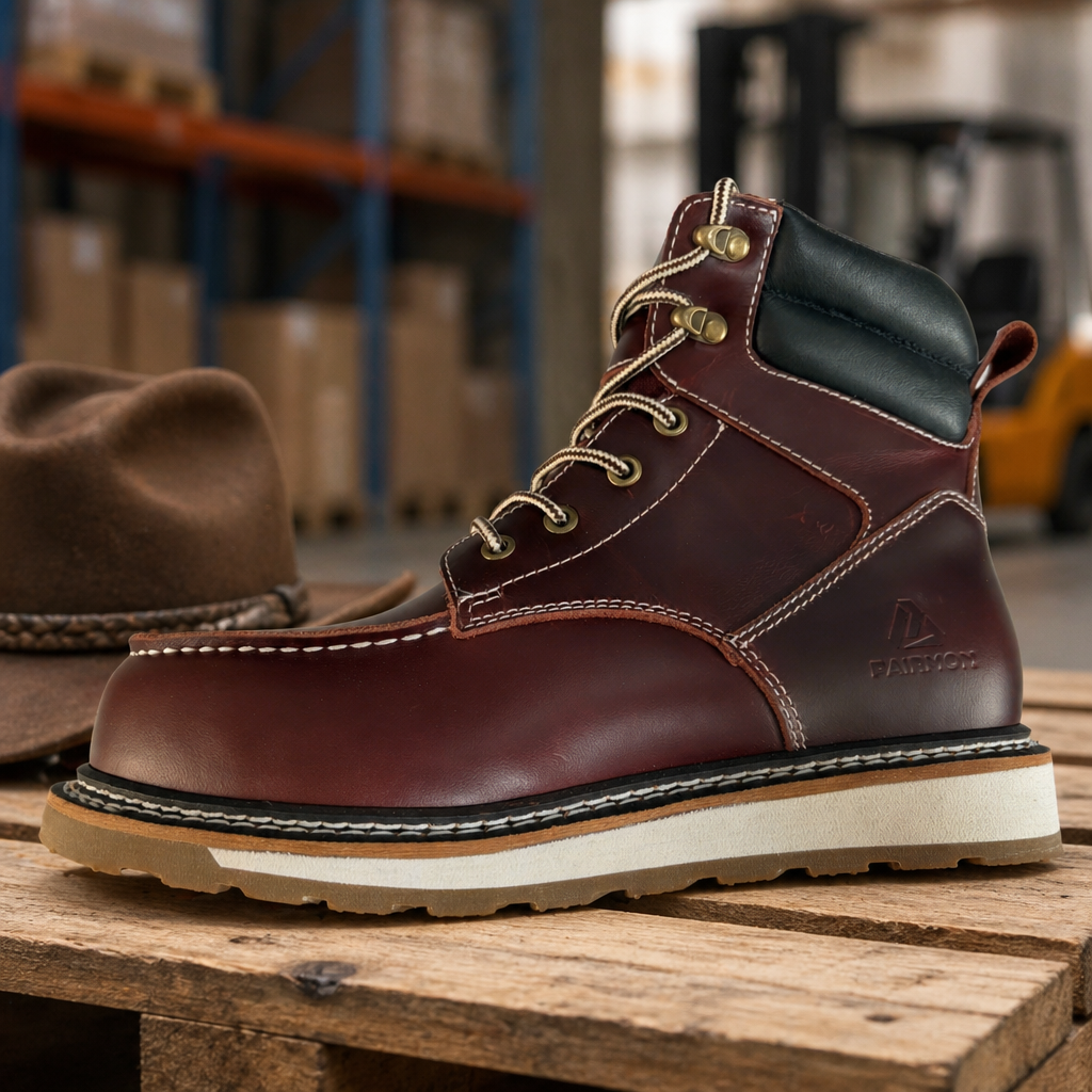 PAIRMON Steel Toe Work Boot — 6" Moc Toe, Goodyear Welt Construction, Puncture Resistant
